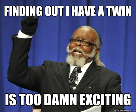 finding out i have a twin is too damn exciting  Too Damn High