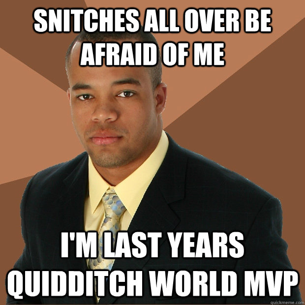 Snitches all over be afraid of me I'm last years quidditch world MVP  Successful Black Man