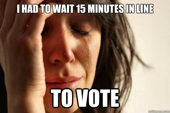 I had to wait 15 minutes in line to vote  First World Problems