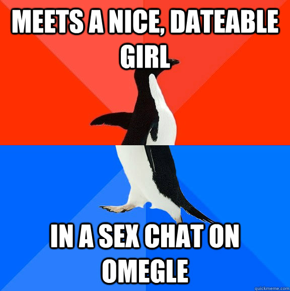 meets a nice, dateable girl in a sex chat on omegle - meets a nice, dateable girl in a sex chat on omegle  Socially Awesome Awkward Penguin