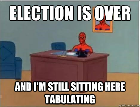 Election is over and i'm still sitting here tabulating  Spiderman Desk