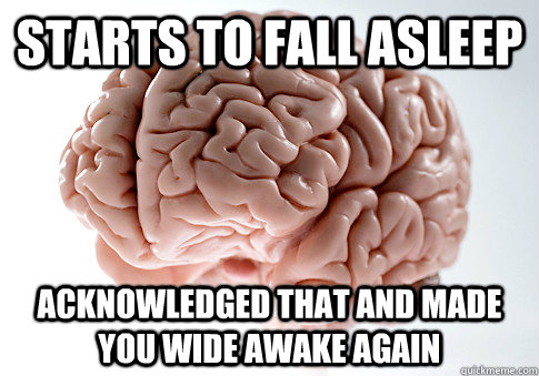 Starts to fall asleep acknowledged that and made you wide awake again   Scumbag Brain