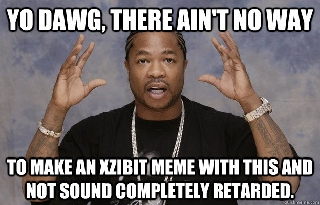 Yo dawg, there ain't no way to make an xzibit meme with this and not sound completely retarded.  
