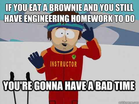 If you eat a brownie and you still have engineering homework to do  You're gonna have a bad time  Bad Time