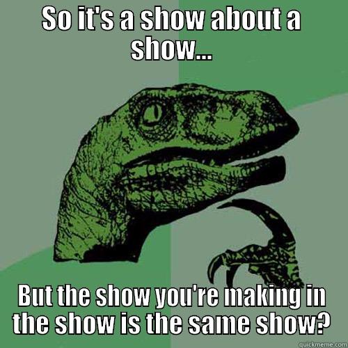 SO IT'S A SHOW ABOUT A SHOW... BUT THE SHOW YOU'RE MAKING IN THE SHOW IS THE SAME SHOW? Philosoraptor