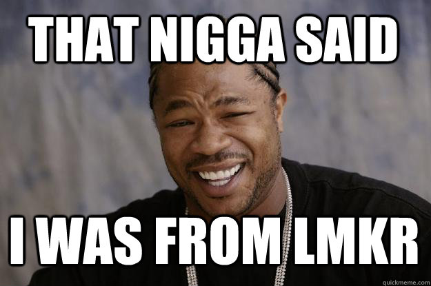 That nigga said i was from lmkr  Xzibit meme