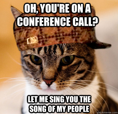 Oh, You're on a conference call? Let me sing you the song of my people  Scumbag Cat