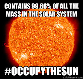 Contains 99.86% of all the mass in the Solar system #Occupythesun   