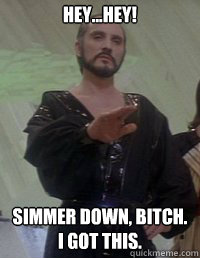Hey...Hey! Simmer down, bitch. I got this.  