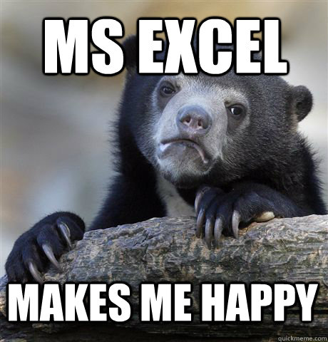 MS EXCEL MAKES ME HAPPY  Confession Bear