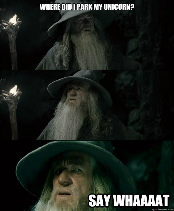 where did I park my unicorn? say whaaaat  No memory Gandalf
