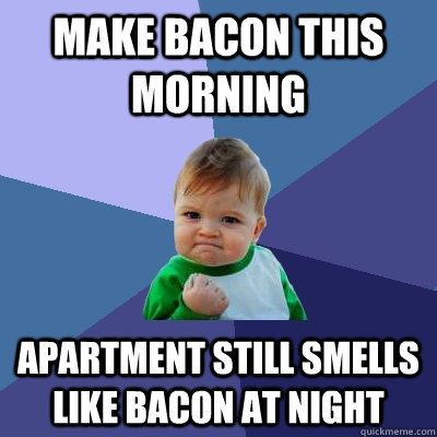 Make bacon this morning Apartment still smells like bacon at night  Success Kid