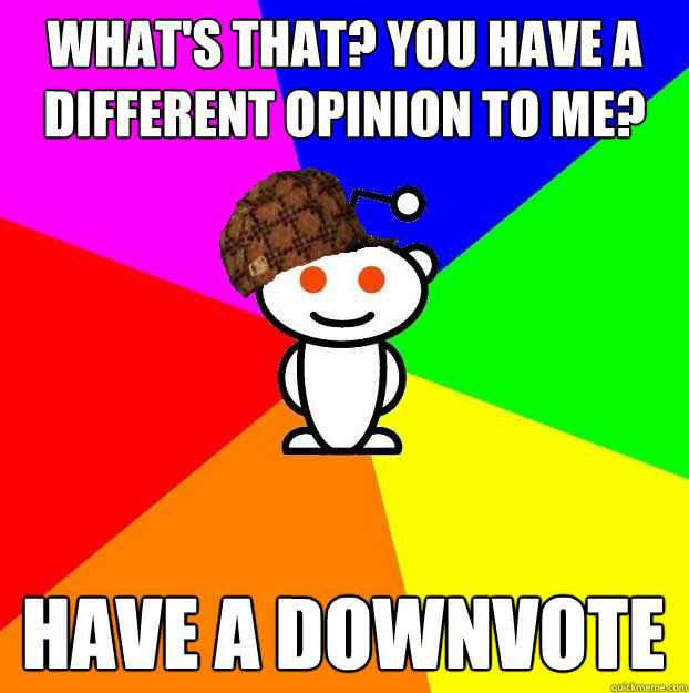 What's that? yOU HAVE A DIFFERENT OPINION TO ME? HAVE A DOWNVOTE  Scumbag Redditor