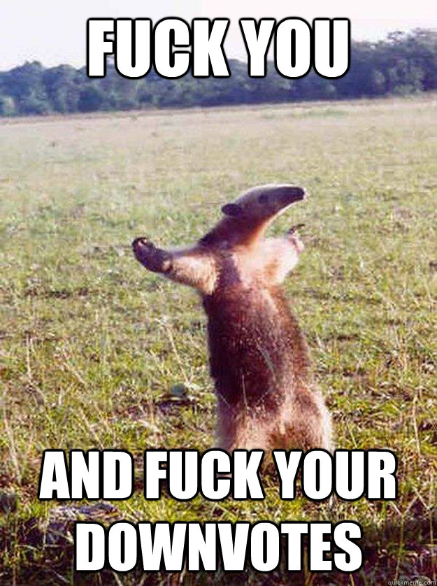 FUCK YOU And fuck your downvotes - FUCK YOU And fuck your downvotes  anteater bro
