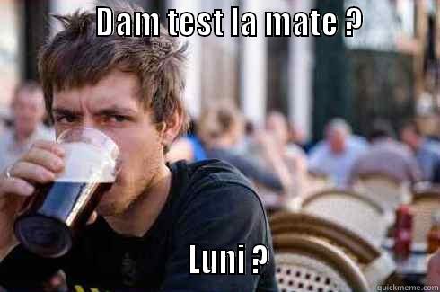                DAM TEST LA MATE ?                                                                                                        LUNI ?                          Lazy College Senior