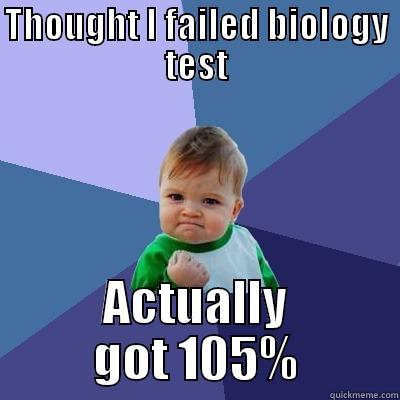 THOUGHT I FAILED BIOLOGY TEST ACTUALLY GOT 105% Success Kid
