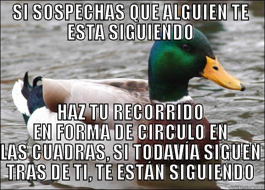 SI SOSPECHAS QUE ALGUIEN TE ESTA SIGUIENDO HAZ TU RECORRIDO EN FORMA DE CIRCULO EN LAS CUADRAS, SI TODAVÍA SIGUEN TRAS DE TI, TE ESTÁN SIGUIENDO Actual Advice Mallard