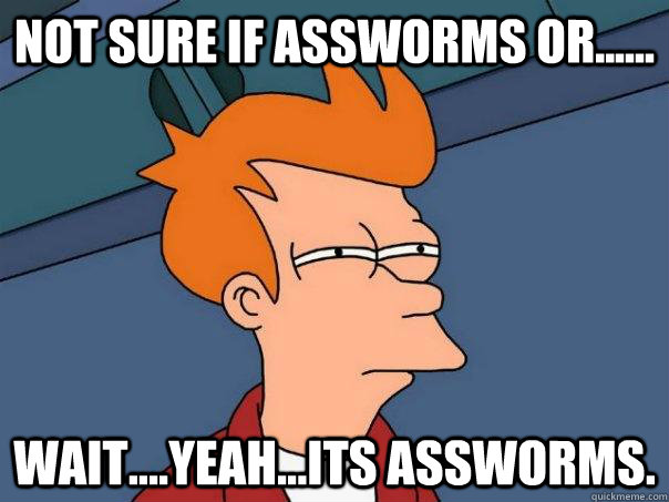 Not sure if assworms or...... wait....yeah...its assworms.  Futurama Fry