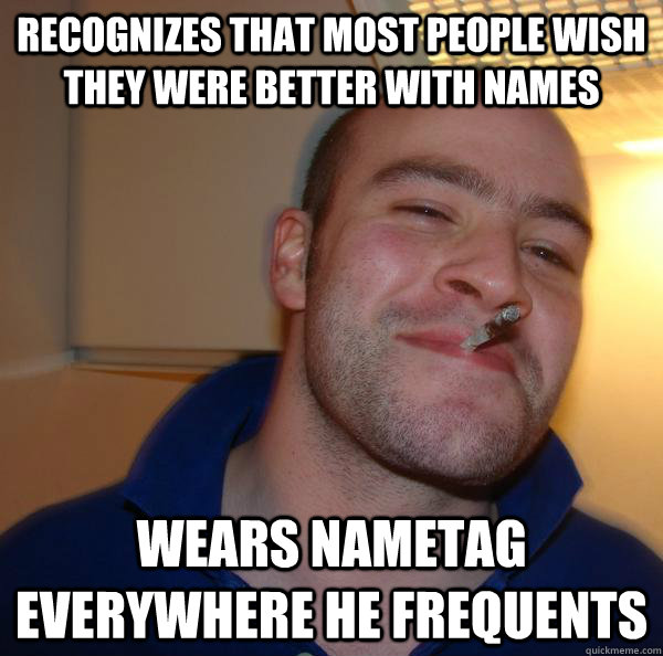 recognizes that most people wish they were better with names wears