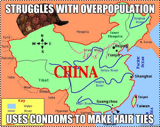 struggles with overpopulation uses condoms to make hair ties  Scumbag China