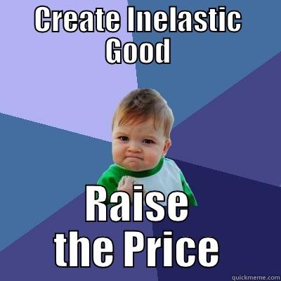 CREATE INELASTIC GOOD RAISE THE PRICE Success Kid