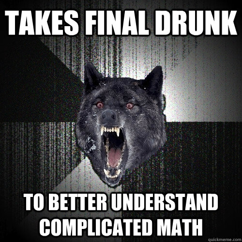 takes final drunk to better understand complicated math  Insanity Wolf