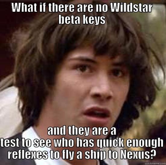 WHAT IF THERE ARE NO WILDSTAR BETA KEYS AND THEY ARE A TEST TO SEE WHO HAS QUICK ENOUGH REFLEXES TO FLY A SHIP TO NEXUS? conspiracy keanu