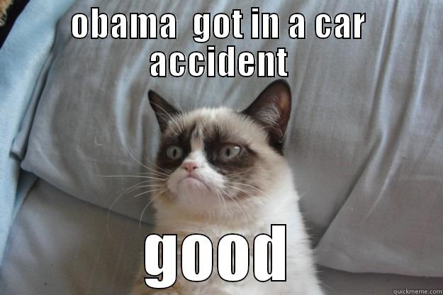 obamas car accident - OBAMA  GOT IN A CAR ACCIDENT GOOD Grumpy Cat