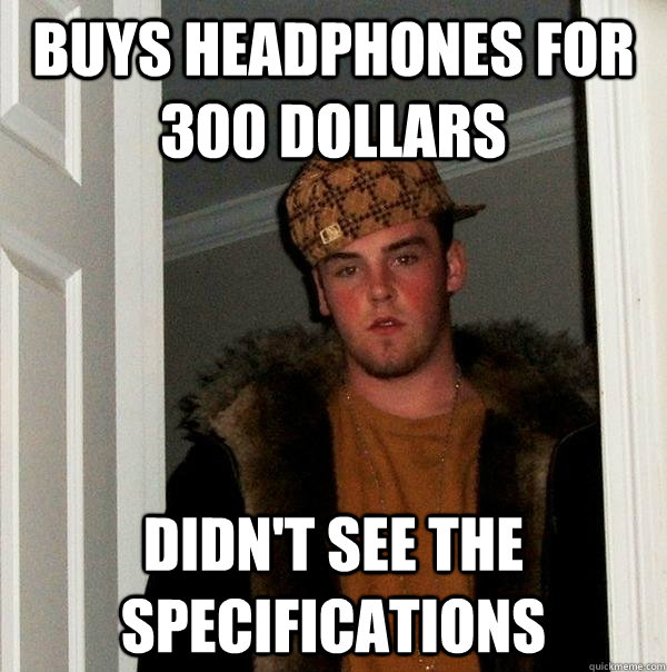 Buys headphones for 300 dollars Didn't see the specifications  Scumbag Steve