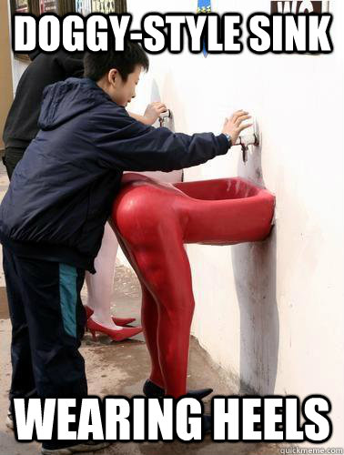 doggy-style sink wearing heels  