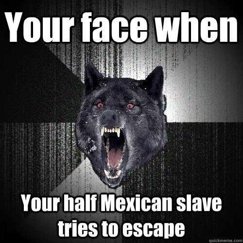Your face when Your half Mexican slave tries to escape  - Your face when Your half Mexican slave tries to escape   Insanity Wolf