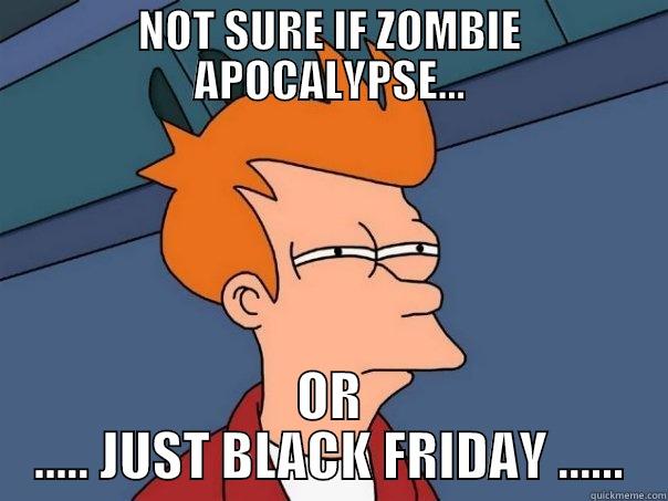 NOT SURE IF ZOMBIE APOCALYPSE... OR ..... JUST BLACK FRIDAY ...... Futurama Fry