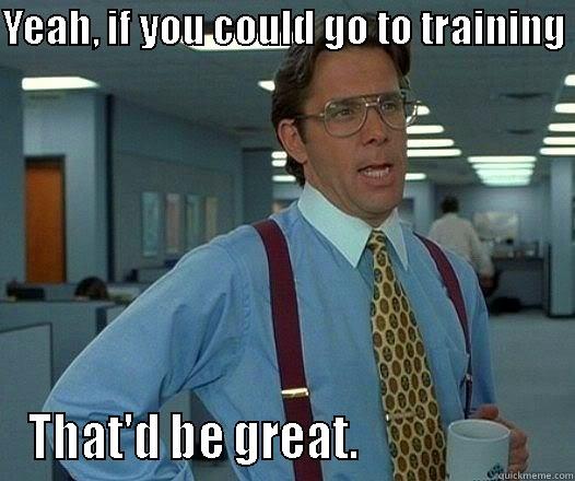 YEAH, IF YOU COULD GO TO TRAINING  THAT'D BE GREAT.                     Office Space Lumbergh