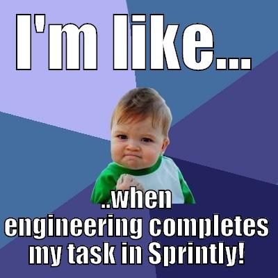 I'M LIKE... ..WHEN ENGINEERING COMPLETES MY TASK IN SPRINTLY! Success Kid