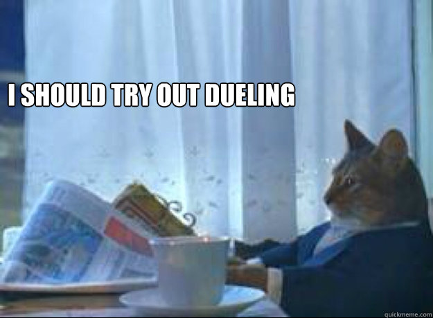   I should try out dueling  I should buy a boat cat