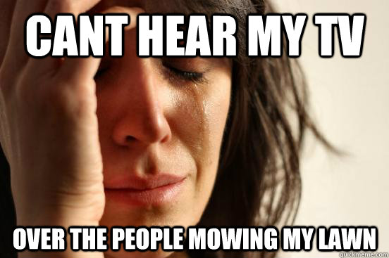 cant hear my tv over the people mowing my lawn  First World Problems