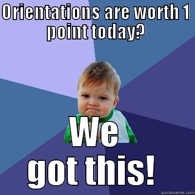 ORIENTATIONS ARE WORTH 1 POINT TODAY? WE GOT THIS!  Success Kid