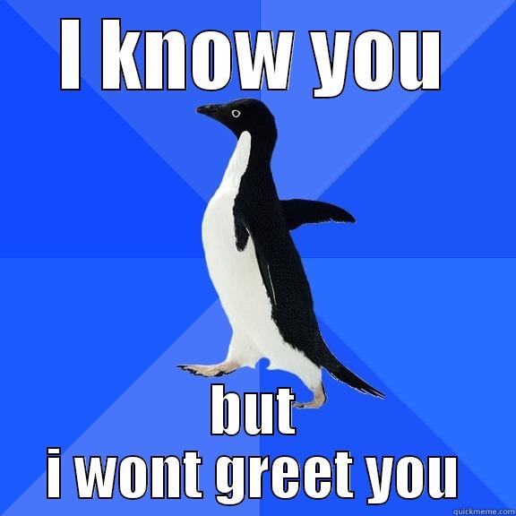 I KNOW YOU BUT I WONT GREET YOU Socially Awkward Penguin