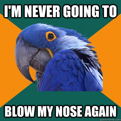 I'm never going to blow my nose again  Paranoid Parrot