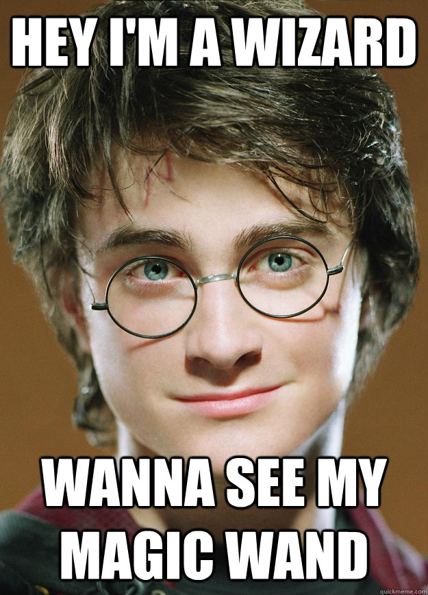 Hey i'm a wizard Wanna see my magic wand - Hey i'm a wizard Wanna see my magic wand  Harry Potter pick-up line