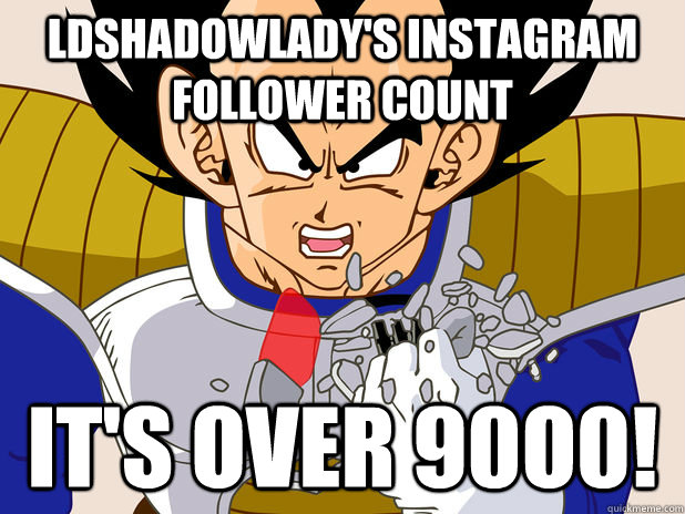 LDSHADOWLADY'S INSTAGRAM FOLLOWER COUNT it's over 90o0!  Over 9000
