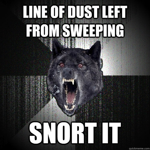 line of dust left   from sweeping snort it  Insanity Wolf