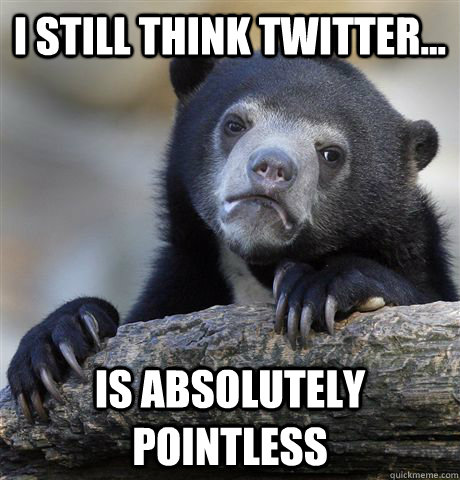 I still think twitter... is absolutely pointless  Confession Bear