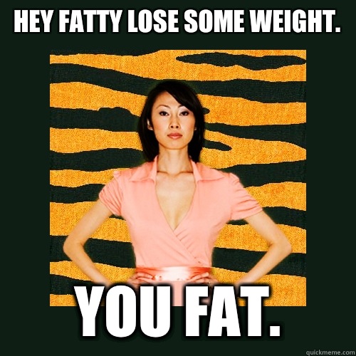Hey fatty lose some weight.  You fat.  - Hey fatty lose some weight.  You fat.   Tiger Mom