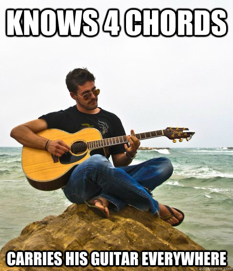 Knows 4 chords carries his guitar everywhere  Douchebag Guitarist