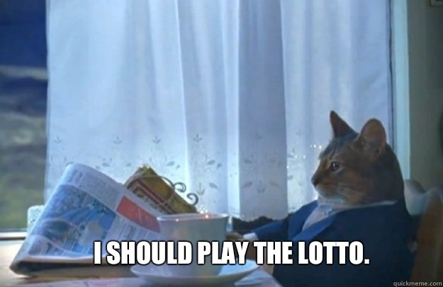 I should play the lotto.  Sophisticated Cat