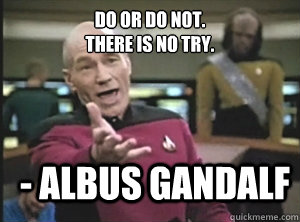 DO OR DO NOT.
There is no try. - Albus Gandalf  Annoyed Picard