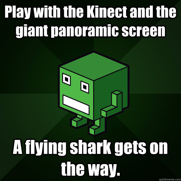 Play with the Kinect and the giant panoramic screen A flying shark gets on the way. - Play with the Kinect and the giant panoramic screen A flying shark gets on the way.  Codebits