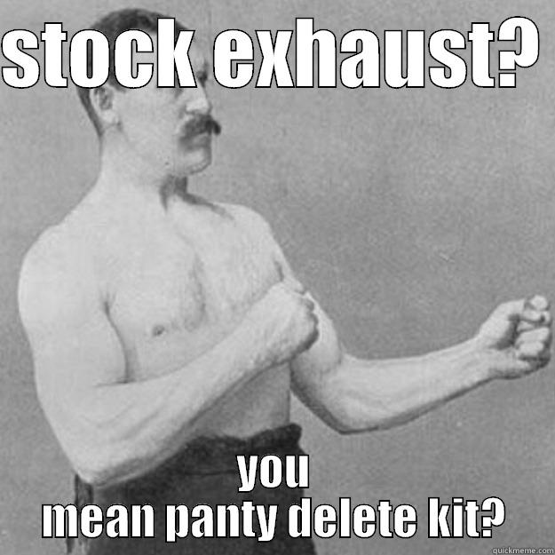 STOCK EXHAUST?  YOU MEAN PANTY DELETE KIT? overly manly man