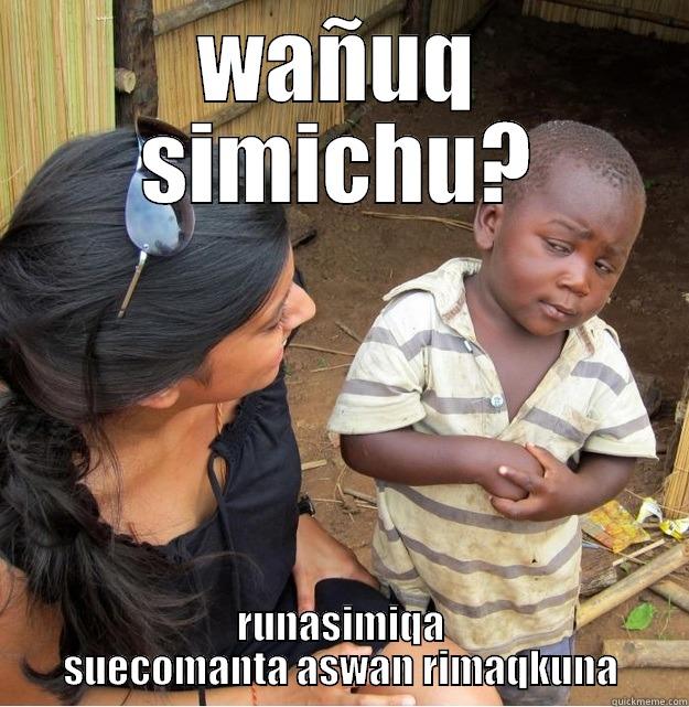 WAÑUQ SIMICHU? RUNASIMIQA SUECOMANTA ASWAN RIMAQKUNA Skeptical Third World Kid